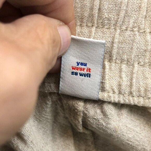 Old Navy Women's Linen Blend Pants Large High-Rise Straight Leg Pull On - Picture 8 of 11